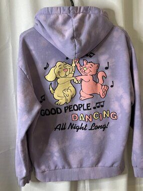 Crooked Tongues Marble Swirl Hoodie M Purple Pullover Fleece Streetwear